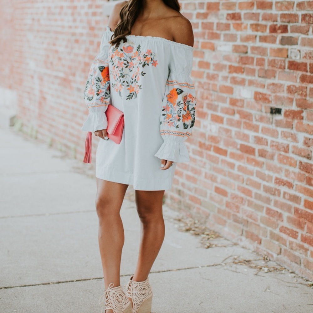 Free people off the shoulder embroidered dress